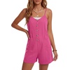 image:imageLYANER Womens Casual Summer Sleeveless Romper Loose Adjustable Spaghetti Strap Button Front Stretchy Shorts JumpsuitsRose