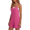 image:imageLYANER Womens Casual Summer Sleeveless Romper Loose Adjustable Spaghetti Strap Button Front Stretchy Shorts JumpsuitsRose