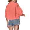 image:imageLYANER Womens Collar V Neck Button Down Lantern Short Sleeve Blouse Crop Top ShirtCoral Powder
