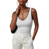 image:imageLYANER Womens Color Block V Neck Sleeveless Slim Fitted Going Out Tank TopsWhite