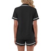 image:imageLYANER Womens Cotton Pajamas Set Button Short Sleeve Shirt with Shorts Set PJs LoungewearBlack