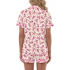 image:imageLYANER Womens Cotton Pajamas Set Button Short Sleeve Shirt with Shorts Set PJs LoungewearChampagne Deep Pink Print