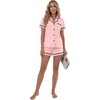 image:imageLYANER Womens Cotton Pajamas Set Button Short Sleeve Shirt with Shorts Set PJs LoungewearLight Pink
