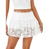 image:imageLYANER Womens Floral Lace High Waist Pleated ALine Club Mini Lingerie Short SkirtWhite