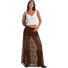 image:imageLYANER Womens Floral Lace Maxi Skirt High Waisted Flowy Sheer A Line Boho Skirts with Inner ShortsDark Brown
