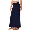 image:imageLYANER Womens Fold Over Waist Maxi Skirt Lightweight Floor Length Flared Long SkirtsNavy Blue