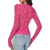 image:imageLYANER Womens Lace Long Sleeve Tops Floral Sexy Mesh Sheer Shirt See Through Undershirt TopsRose Pink