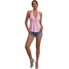 image:imageLYANER Womens Lace Trim Halter V Neck Ruched Ruffle Backless Y2k Sexy Cami Peplum TopsPink