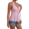 image:imageLYANER Womens Lace Trim Halter V Neck Ruched Ruffle Backless Y2k Sexy Cami Peplum TopsPink