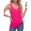 image:imageLYANER Womens Lace Trim V Neck Sleeveless Backless Casual Cami Tank TopsRose