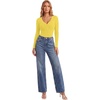 image:imageLYANER Womens Long Sleeve Bodysuit Sexy V Neck Henley Slim Fitted Going Out Tops Button Down LeotardBright Yellow