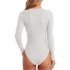 image:imageLYANER Womens Long Sleeve Bodysuit Sexy V Neck Henley Slim Fitted Going Out Tops Button Down LeotardGray