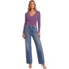 image:imageLYANER Womens Long Sleeve Bodysuit Sexy V Neck Henley Slim Fitted Going Out Tops Button Down LeotardPurple