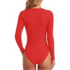 image:imageLYANER Womens Long Sleeve Bodysuit Sexy V Neck Henley Slim Fitted Going Out Tops Button Down LeotardRed