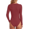 image:imageLYANER Womens Long Sleeve Bodysuit Sexy V Neck Henley Slim Fitted Going Out Tops Button Down LeotardWine Red