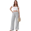 image:imageLYANER Womens Low Rise Striped Pants Wide Leg Cotton Elastic Drawstring Pajama Lounge Wear SleepweaBlack