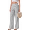 image:imageLYANER Womens Low Rise Striped Pants Wide Leg Cotton Elastic Drawstring Pajama Lounge Wear SleepweaBlack