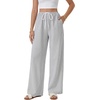 image:imageLYANER Womens Low Rise Striped Pants Wide Leg Cotton Elastic Drawstring Pajama Lounge Wear SleepweaBlack