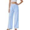 image:imageLYANER Womens Low Rise Striped Pants Wide Leg Cotton Elastic Drawstring Pajama Lounge Wear SleepweaBlue