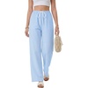 image:imageLYANER Womens Low Rise Striped Pants Wide Leg Cotton Elastic Drawstring Pajama Lounge Wear SleepweaBlue