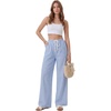 image:imageLYANER Womens Low Rise Striped Pants Wide Leg Cotton Elastic Drawstring Pajama Lounge Wear SleepweaDark Blue