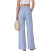 image:imageLYANER Womens Low Rise Striped Pants Wide Leg Cotton Elastic Drawstring Pajama Lounge Wear SleepweaDark Blue