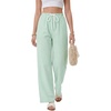 image:imageLYANER Womens Low Rise Striped Pants Wide Leg Cotton Elastic Drawstring Pajama Lounge Wear SleepweaGreen