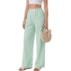 image:imageLYANER Womens Low Rise Striped Pants Wide Leg Cotton Elastic Drawstring Pajama Lounge Wear SleepweaGreen