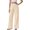 image:imageLYANER Womens Low Rise Striped Pants Wide Leg Cotton Elastic Drawstring Pajama Lounge Wear SleepweaKhaki