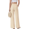 image:imageLYANER Womens Low Rise Striped Pants Wide Leg Cotton Elastic Drawstring Pajama Lounge Wear SleepweaKhaki