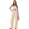 image:imageLYANER Womens Low Rise Striped Pants Wide Leg Cotton Elastic Drawstring Pajama Lounge Wear SleepweaKhaki