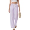 image:imageLYANER Womens Low Rise Striped Pants Wide Leg Cotton Elastic Drawstring Pajama Lounge Wear SleepweaLight Purple
