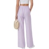 image:imageLYANER Womens Low Rise Striped Pants Wide Leg Cotton Elastic Drawstring Pajama Lounge Wear SleepweaLight Purple