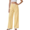 image:imageLYANER Womens Low Rise Striped Pants Wide Leg Cotton Elastic Drawstring Pajama Lounge Wear SleepweaYellow
