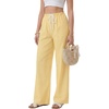 image:imageLYANER Womens Low Rise Striped Pants Wide Leg Cotton Elastic Drawstring Pajama Lounge Wear SleepweaYellow