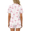 image:imageLYANER Womens Pajamas Set Button Down V Neck Short Sleeve Ruffle Pjs Top with Shorts SleepwearPinky White