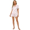 image:imageLYANER Womens Pajamas Set Button Down V Neck Short Sleeve Ruffle Pjs Top with Shorts SleepwearPinky White