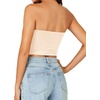 image:imageLYANER Womens Rib Knit Crop Tube Tops Basic Strapless Bandeau Summer Cropped Sleeveless ShirtBeige