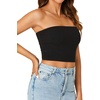 image:imageLYANER Womens Rib Knit Crop Tube Tops Basic Strapless Bandeau Summer Cropped Sleeveless ShirtBlack