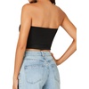 image:imageLYANER Womens Rib Knit Crop Tube Tops Basic Strapless Bandeau Summer Cropped Sleeveless ShirtBlack