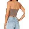 image:imageLYANER Womens Rib Knit Crop Tube Tops Basic Strapless Bandeau Summer Cropped Sleeveless ShirtBrown