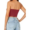 image:imageLYANER Womens Rib Knit Crop Tube Tops Basic Strapless Bandeau Summer Cropped Sleeveless ShirtBurgundy