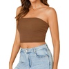 image:imageLYANER Womens Rib Knit Crop Tube Tops Basic Strapless Bandeau Summer Cropped Sleeveless ShirtBurnt Orange