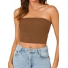 image:imageLYANER Womens Rib Knit Crop Tube Tops Basic Strapless Bandeau Summer Cropped Sleeveless ShirtBurnt Orange