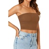 image:imageLYANER Womens Rib Knit Crop Tube Tops Basic Strapless Bandeau Summer Cropped Sleeveless ShirtBurnt Orange