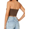 image:imageLYANER Womens Rib Knit Crop Tube Tops Basic Strapless Bandeau Summer Cropped Sleeveless ShirtCoffee
