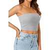 image:imageLYANER Womens Rib Knit Crop Tube Tops Basic Strapless Bandeau Summer Cropped Sleeveless ShirtLight Grey