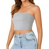 image:imageLYANER Womens Rib Knit Crop Tube Tops Basic Strapless Bandeau Summer Cropped Sleeveless ShirtLight Grey