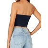 image:imageLYANER Womens Rib Knit Crop Tube Tops Basic Strapless Bandeau Summer Cropped Sleeveless ShirtNavy