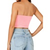 image:imageLYANER Womens Rib Knit Crop Tube Tops Basic Strapless Bandeau Summer Cropped Sleeveless ShirtPink
